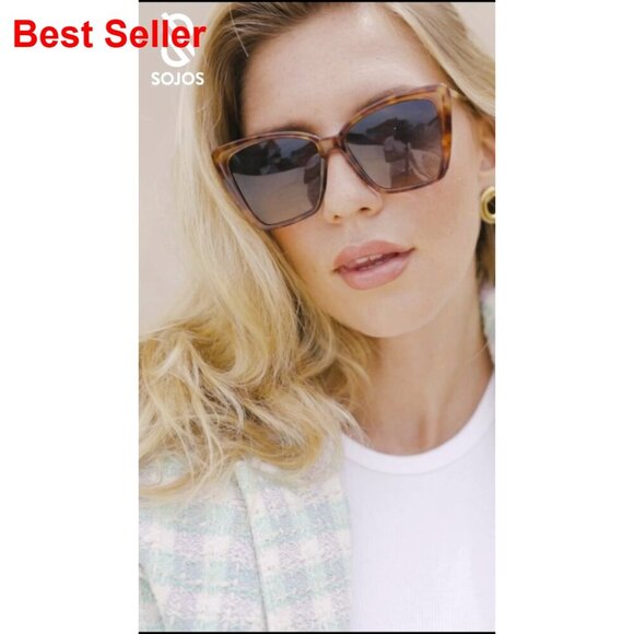 Polarized Oversized Square Cat Eye Sunglasses UV Protection Women\'s Retro main image 4